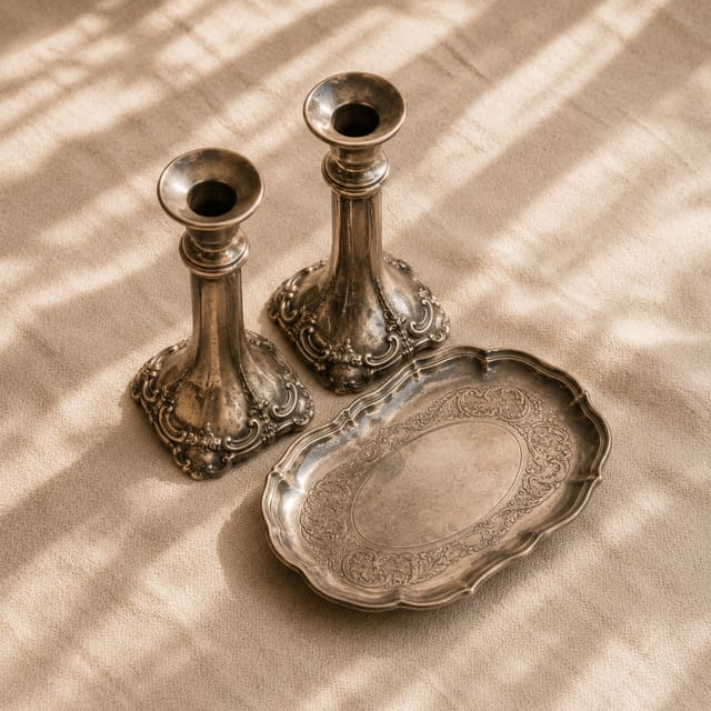 Candlesticks & trays — the kind of silver we buy