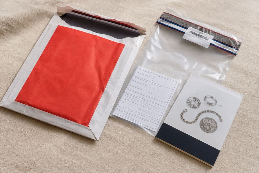 What's in the pack: pre-paid Special Delivery envelope, tamper-evident pouch, declaration form and hallmark guide